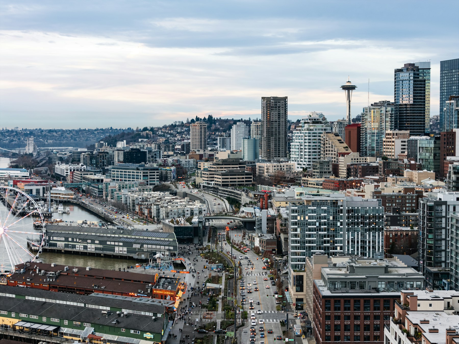 Seattle waterfront and skyline in Washington State.